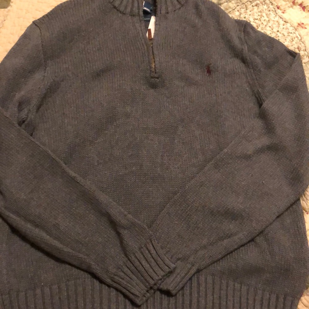 Polo by Ralph Lauren grey knit quarter zip sweater